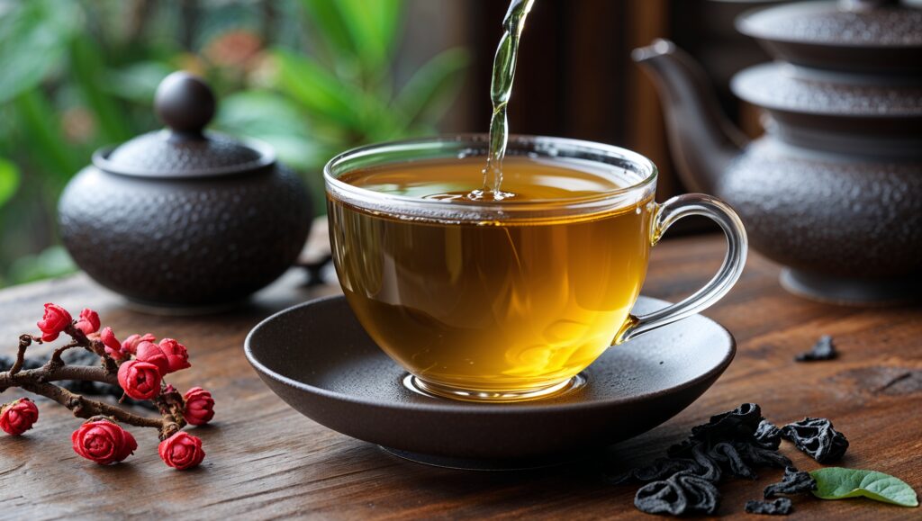 A cup of tea being poured